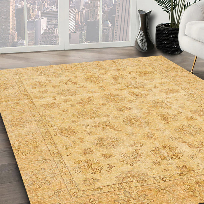 Machine Washable Abstract Chrome Gold Yellow Rug in a Family Room, wshabs705