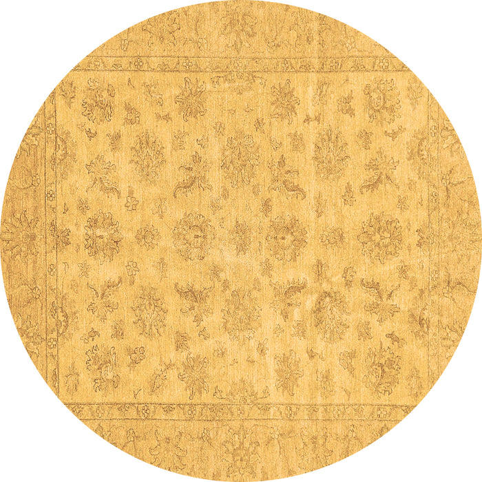 Round Machine Washable Oriental Brown Traditional Rug, wshabs705brn