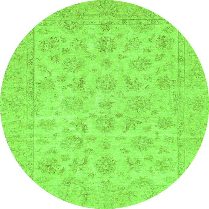 Round Oriental Green Traditional Rug, abs705grn