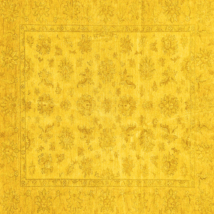 Square Machine Washable Oriental Yellow Traditional Rug, wshabs705yw