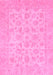 Machine Washable Oriental Pink Traditional Rug, wshabs705pnk