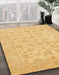 Abstract Chrome Gold Yellow Oriental Rug in Family Room, abs705