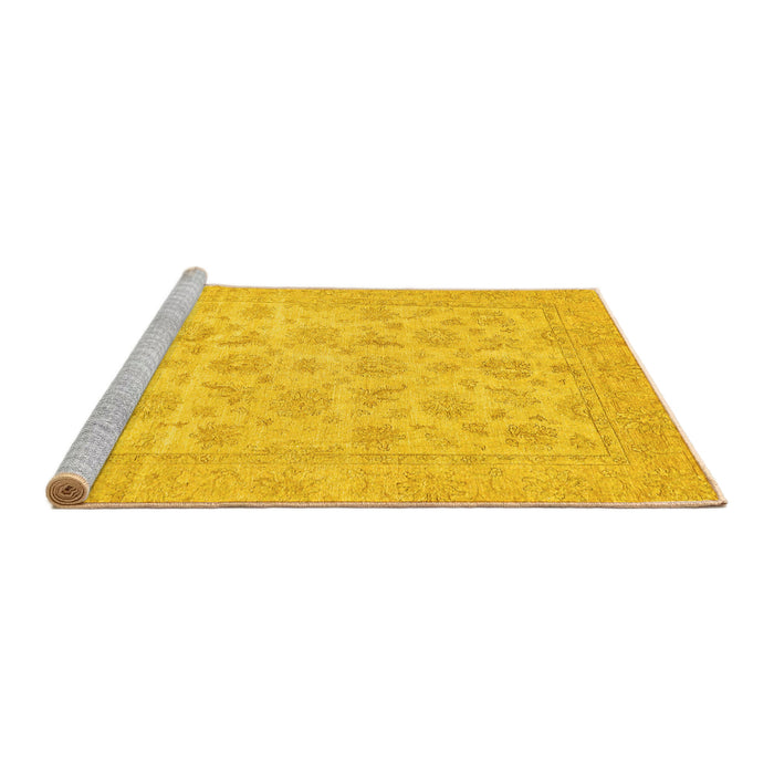 Sideview of Machine Washable Oriental Yellow Traditional Rug, wshabs705yw
