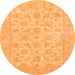 Round Machine Washable Oriental Orange Traditional Area Rugs, wshabs705org