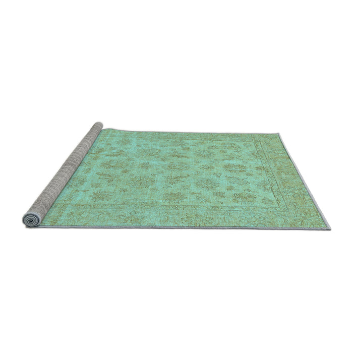 Sideview of Machine Washable Oriental Light Blue Traditional Rug, wshabs705lblu