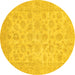 Round Oriental Yellow Traditional Rug, abs705yw