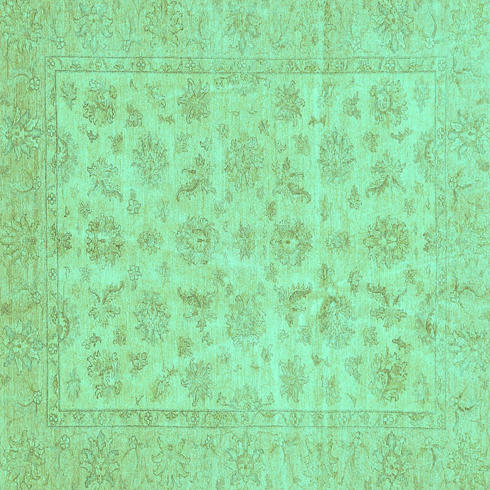 Square Machine Washable Oriental Turquoise Traditional Area Rugs, wshabs705turq