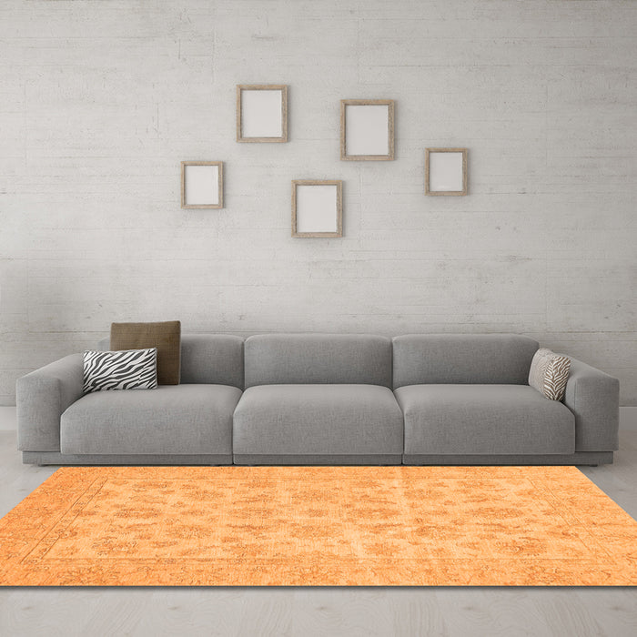 Machine Washable Oriental Orange Traditional Area Rugs in a Living Room, wshabs705org