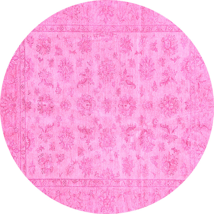 Round Oriental Pink Traditional Rug, abs705pnk
