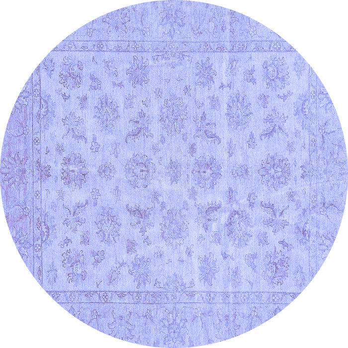 Round Machine Washable Oriental Blue Traditional Rug, wshabs705blu