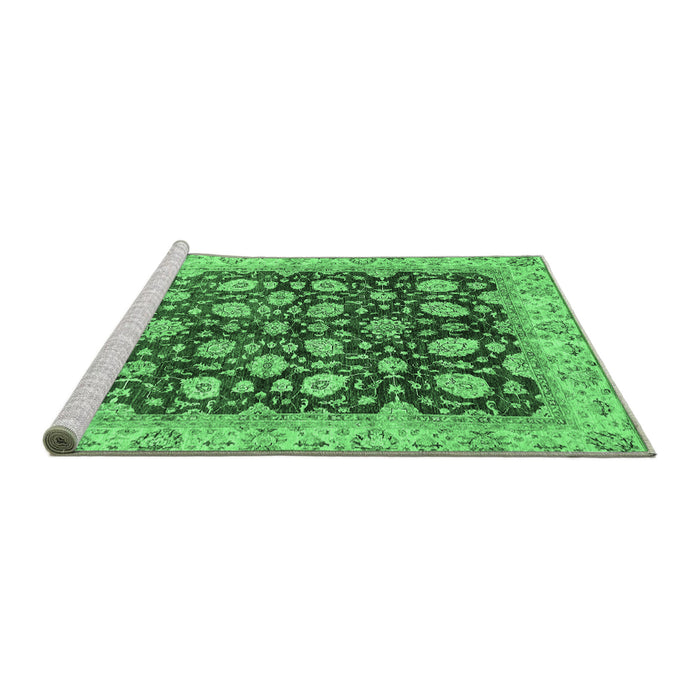 Sideview of Machine Washable Oriental Emerald Green Traditional Area Rugs, wshabs706emgrn