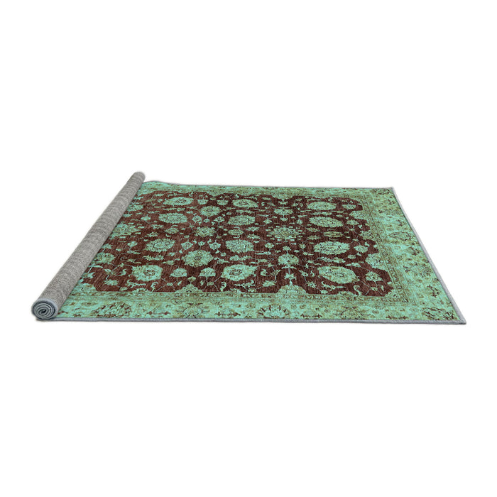 Sideview of Machine Washable Oriental Light Blue Traditional Rug, wshabs706lblu