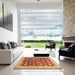 Square Machine Washable Abstract Orange Rug in a Living Room, wshabs706