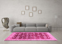 Machine Washable Oriental Pink Traditional Rug, wshabs706pnk