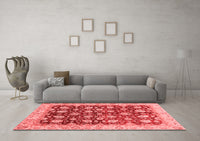 Machine Washable Oriental Red Traditional Rug, wshabs706red