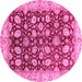 Round Oriental Pink Traditional Rug, abs706pnk