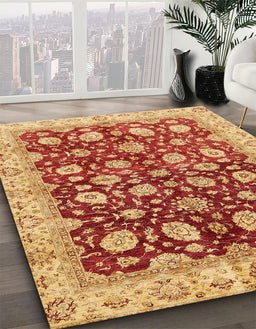 Machine Washable Abstract Orange Rug in a Family Room, wshabs706