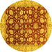 Round Oriental Yellow Traditional Rug, abs706yw