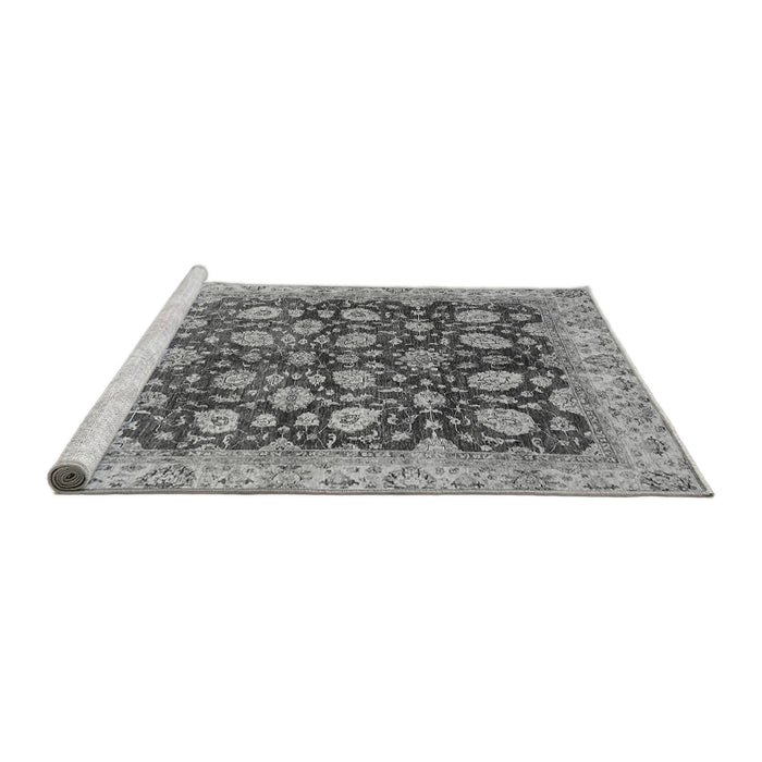 Sideview of Machine Washable Oriental Gray Traditional Rug, wshabs706gry