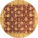 Round Machine Washable Oriental Brown Traditional Rug, wshabs706brn