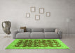 Machine Washable Oriental Green Traditional Area Rugs in a Living Room,, wshabs706grn