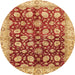 Round Abstract Orange Oriental Rug, abs706