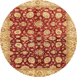 Round Machine Washable Abstract Orange Rug, wshabs706