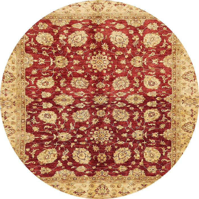 Round Machine Washable Abstract Orange Rug, wshabs706