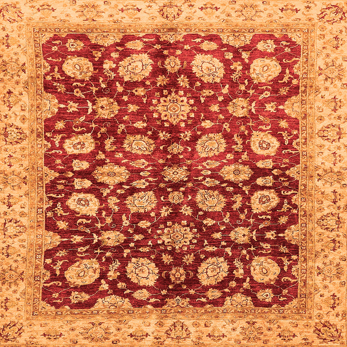 Square Machine Washable Oriental Orange Traditional Area Rugs, wshabs706org