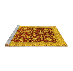 Sideview of Machine Washable Oriental Yellow Traditional Rug, wshabs706yw