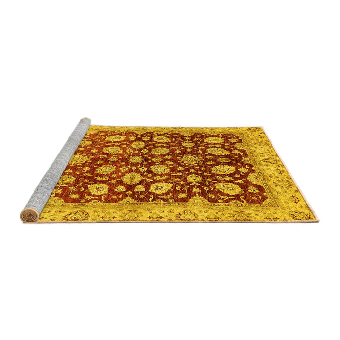 Sideview of Machine Washable Oriental Yellow Traditional Rug, wshabs706yw