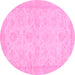 Round Abstract Pink Modern Rug, abs707pnk