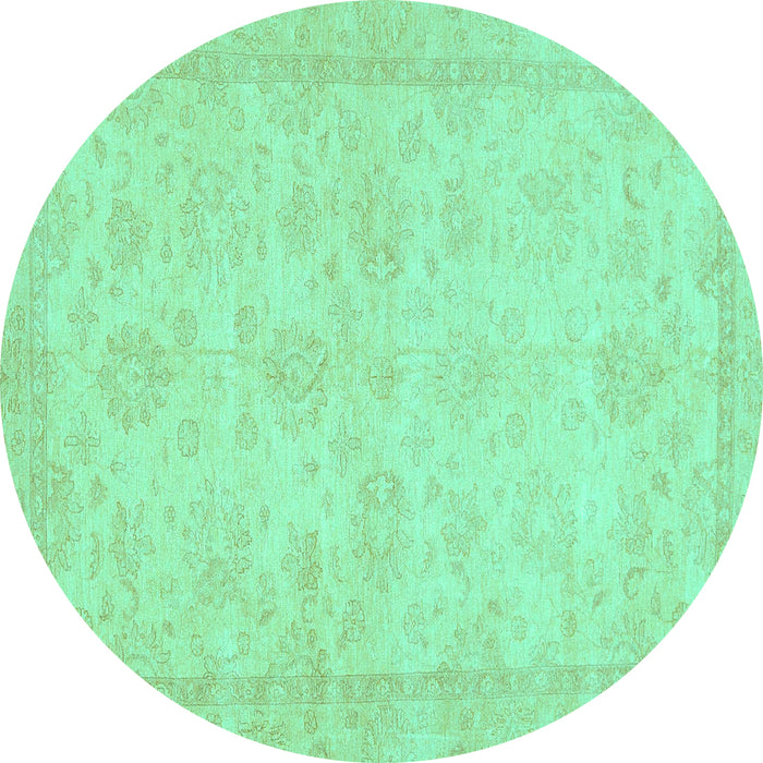 Round Machine Washable Abstract Turquoise Modern Area Rugs, wshabs707turq