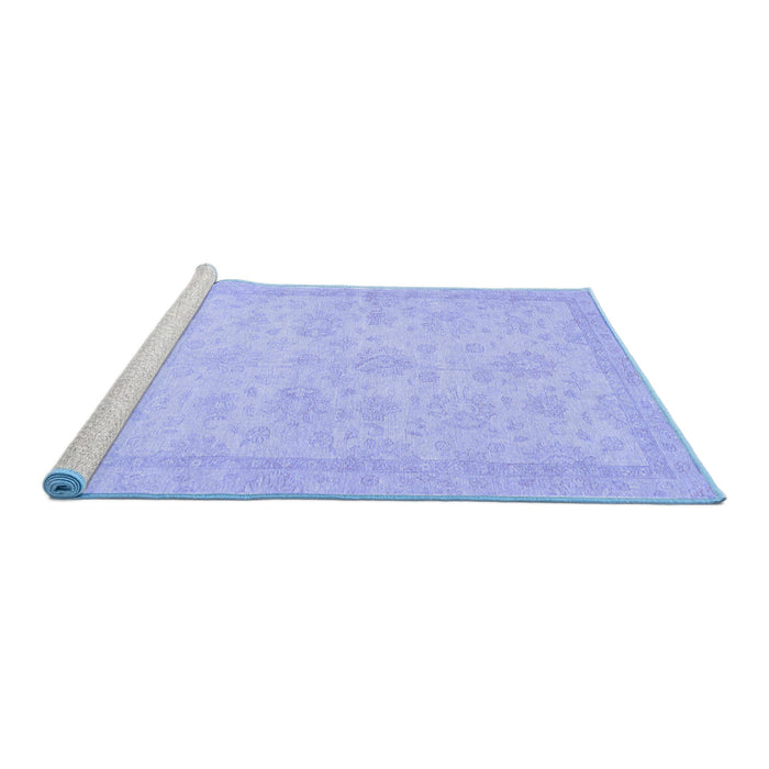 Sideview of Machine Washable Abstract Blue Modern Rug, wshabs707blu