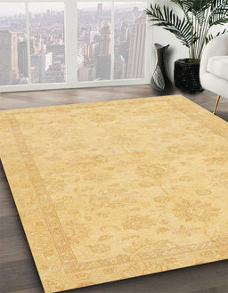 Abstract Chrome Gold Yellow Modern Rug in Family Room, abs707