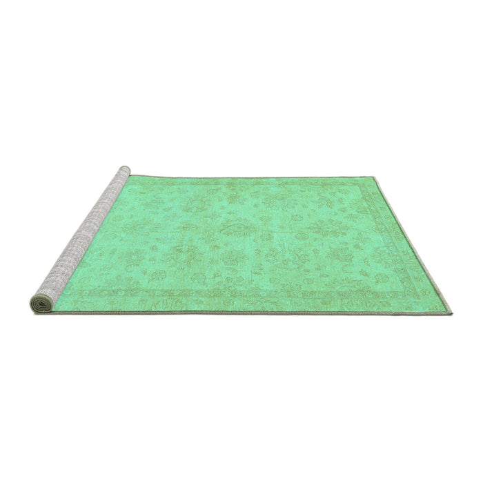 Sideview of Machine Washable Abstract Turquoise Modern Area Rugs, wshabs707turq