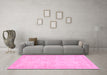 Machine Washable Abstract Pink Modern Rug in a Living Room, wshabs707pnk