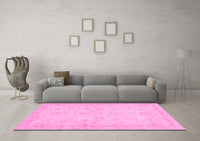 Machine Washable Abstract Pink Modern Rug, wshabs707pnk