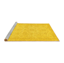 Sideview of Machine Washable Abstract Yellow Modern Rug, wshabs707yw
