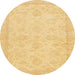 Round Abstract Chrome Gold Yellow Modern Rug, abs707