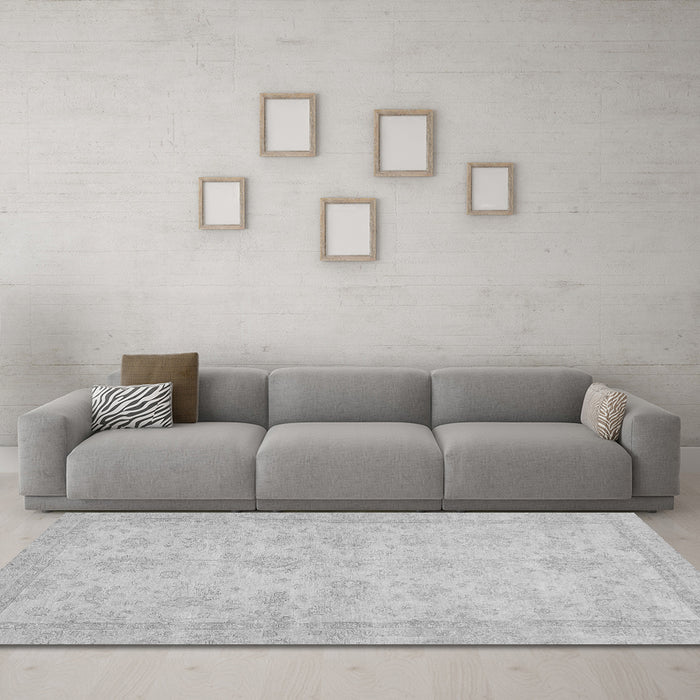 Machine Washable Abstract Gray Modern Rug in a Living Room,, wshabs707gry