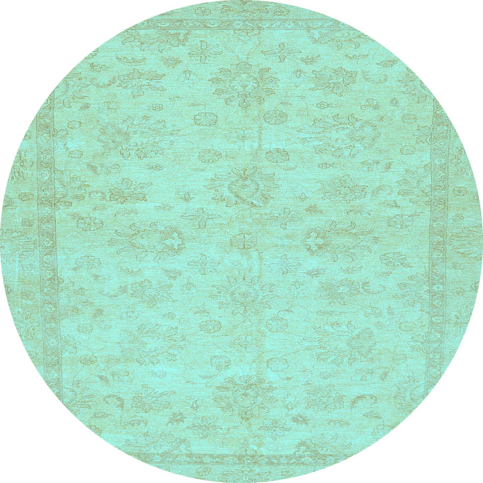 Round Abstract Light Blue Modern Rug, abs707lblu