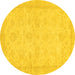 Round Abstract Yellow Modern Rug, abs707yw