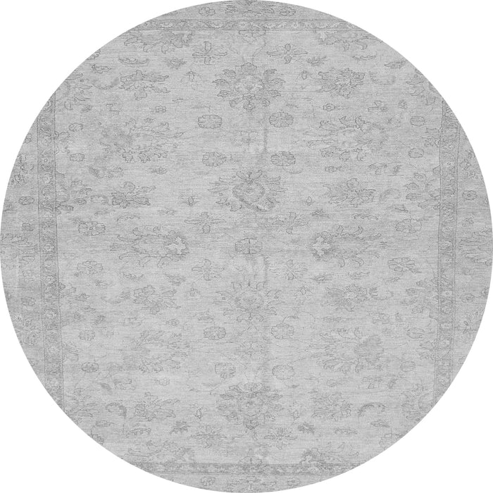 Round Machine Washable Abstract Gray Modern Rug, wshabs707gry