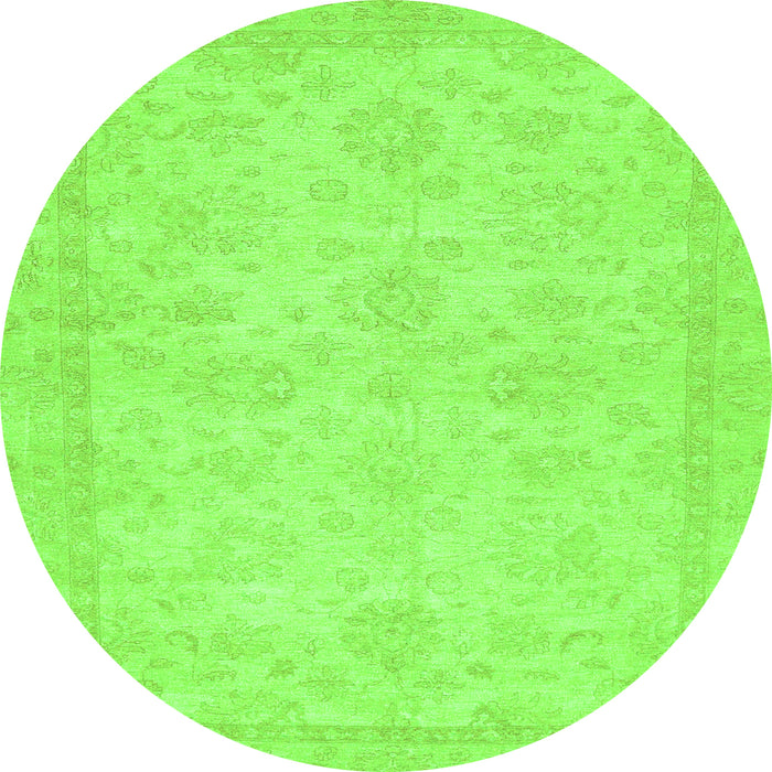 Round Machine Washable Abstract Green Modern Area Rugs, wshabs707grn
