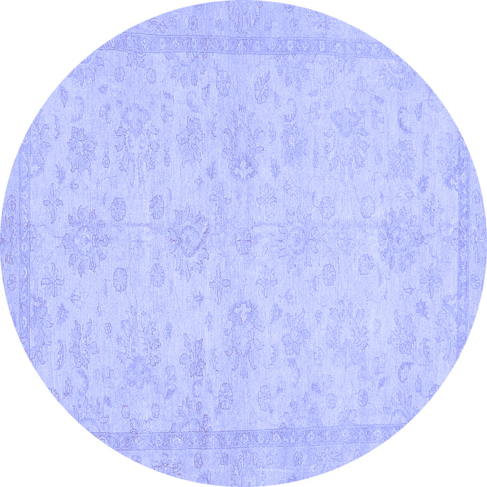 Round Abstract Blue Modern Rug, abs707blu