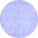 Round Abstract Blue Modern Rug, abs707blu