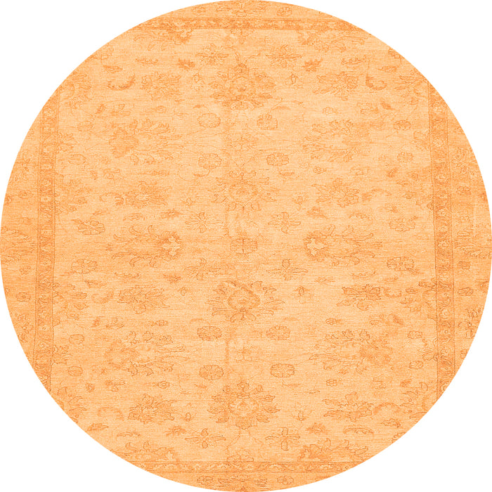 Round Machine Washable Abstract Orange Modern Area Rugs, wshabs707org