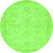 Round Abstract Green Modern Rug, abs707grn