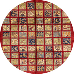 Round Machine Washable Abstract Metallic Gold Rug, wshabs708